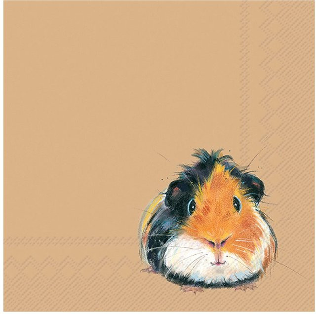 Serviette Pedro mit Meerschweinchen-Motiv in Braun aus Papier - Bild 1