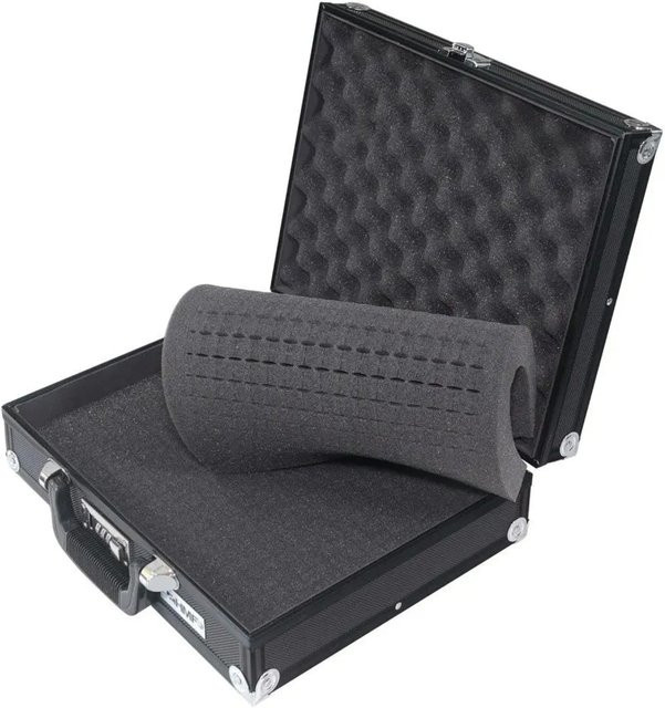 HMF Alu Fotokoffer mit Rasterschaumstoff in Schwarz, B/T/H: 36 x 29 x 12 cm - Bild 1