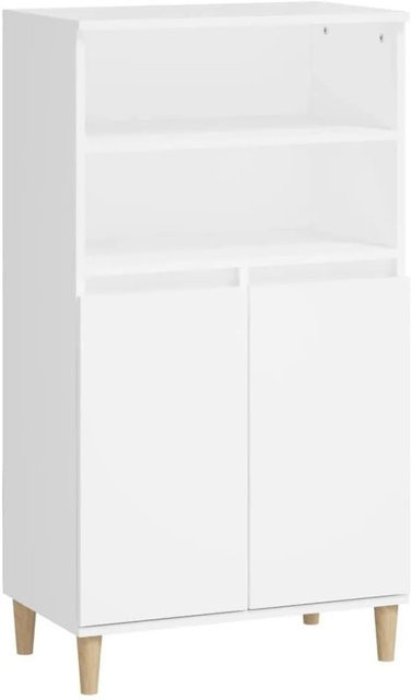 vidaXL Highboard Weiß aus Holzwerkstoff und Eukalyptus, B/T/H: 60 x 36 x 110 cm - Bild 1