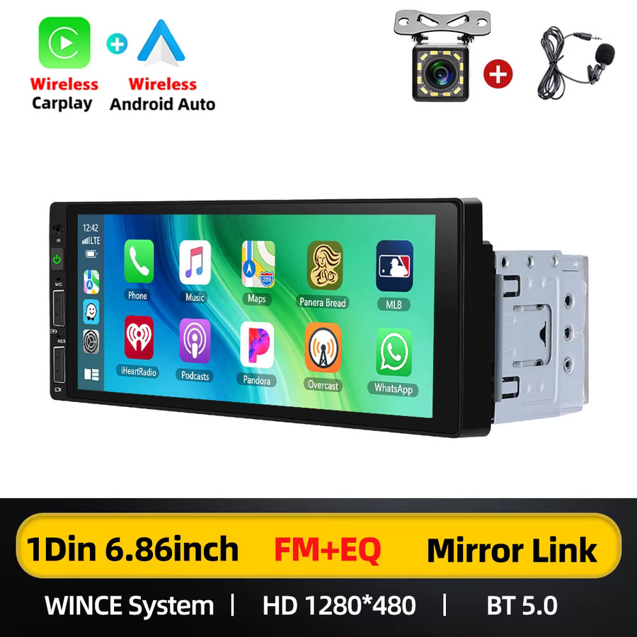 Podofo Auto-MP5-Radio mit 6,86 Zoll Display, CarPlay, Android Auto, Mirror Link und Bluetooth in Schwarz - Bild 8