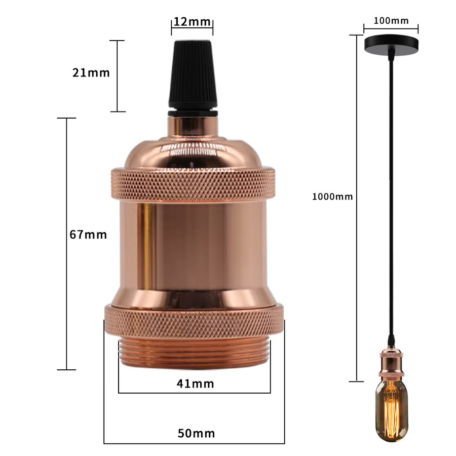 Parkson Edison Pendelleuchte im Industrie-Design aus Aluminium mit E27 Sockel in Schwarz und Multicolour - Bild 2