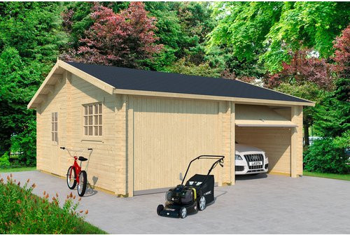 Lasita Maja Doppel-Holzgarage Falkland mit Schwingtor in Natur, B/T: 575 x 575 cm - Bild 1