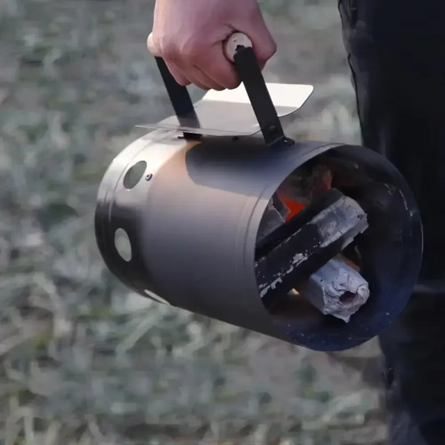 DUTRIEUX Tragbarer Holzkohle-Feueranzünder in Schwarz für Outdoor, Camping und BBQ - Bild 3