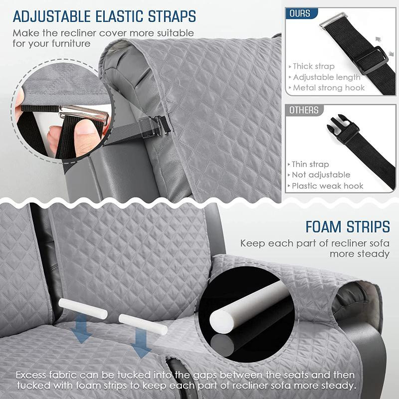 Rutschfester 2-Sitzer Relaxsesselbezug in Braun, wendbarer und gesteppter Sofa Überwurf aus Polyester-Elasthan - Bild 2