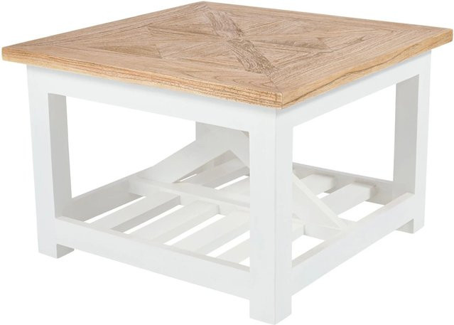 DELUKE Couchtisch TILLY aus Ulmenholz und Pappelholz in Braun mit rustikalem Design, B/T/H: 60 x 60 x 40 cm - Bild 1