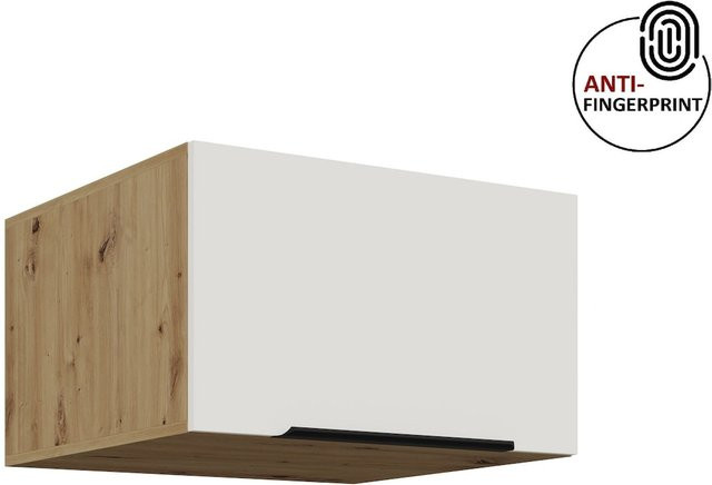 Küchen Aufsatzschrank ARIA Wandmontage Weiss und Eiche Matt mit Anti Fingerprint Effekt Breite: 60 cm - Bild 1