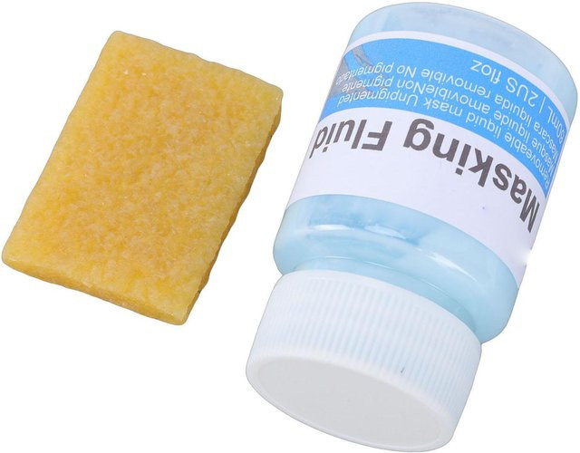 Schnelltrocknende Maskierflüssigkeit für Aquarellmalerei in Weiß, 60 ml mit Radiergummi - Bild 1