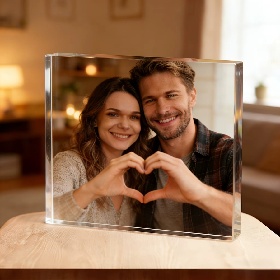 Personalisierte 2D-Acryl-Plakette von CIFBUY mit Text, Foto oder Logo in Transparent für Hochzeiten, Jubiläen, Geburtstage und Weihnachten - Bild 1