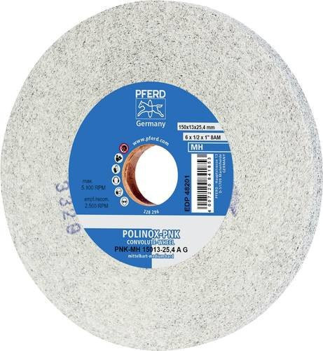 PFERD TOOLS POLINOX Gewickeltes Vlies-Rad PNK für Finish, Farbe Grau, Durchmesser: 150 mm, Breite: 15 mm, Bohrung-Ø: 25,4 mm, Mittehart SIC Fein - Bild 1