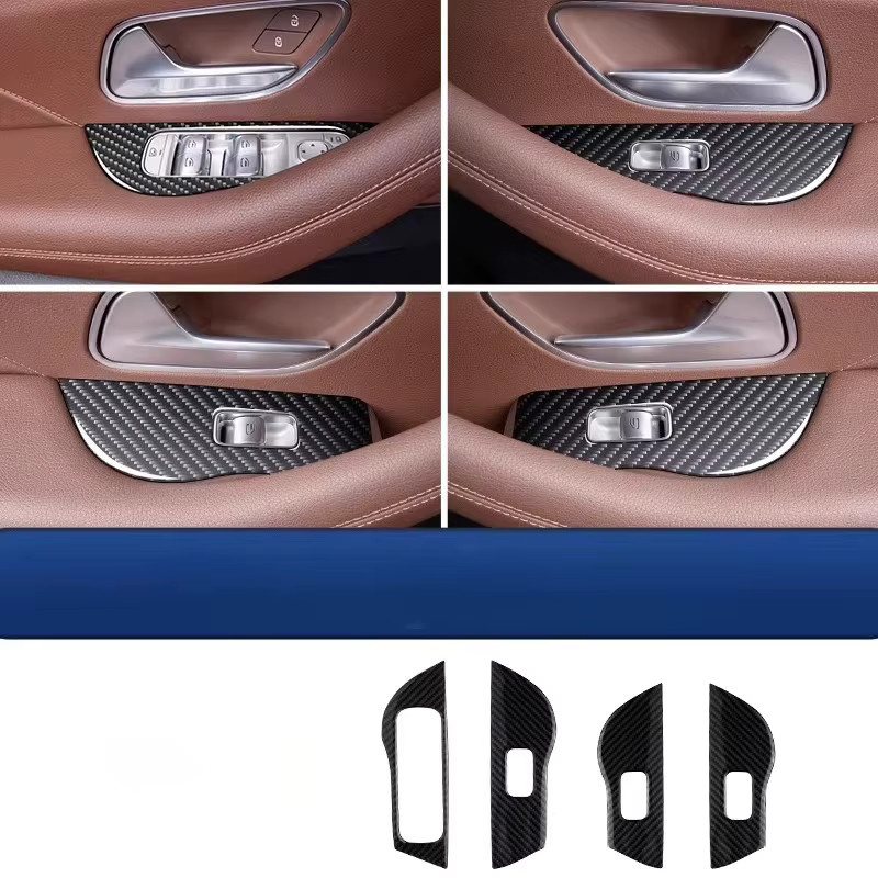 SHUN SOON Kohlefaser Armaturenbrett-Panel-Patch Schutzaufkleber für den Innenraum Mercedes-Benz GLE350/450/GLS450, Schwarz - Bild 4
