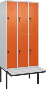C+P Doppelstock-Spind Classic PLUS Sitzbank mit 3 Abteilen, auskragender Sitztyp aus Kunststoff und Stahl, B/T/H: 212,0 x 90,0 x 81,5 cm - Bild 1