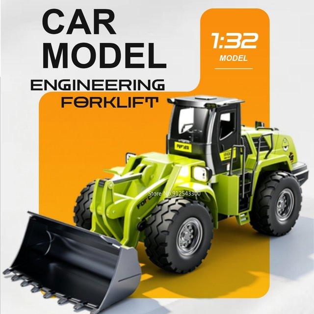 RMZ city Sprühgabelstapler-Modellauto, 1:32, mit Sound und Licht, Metall - Bild 1