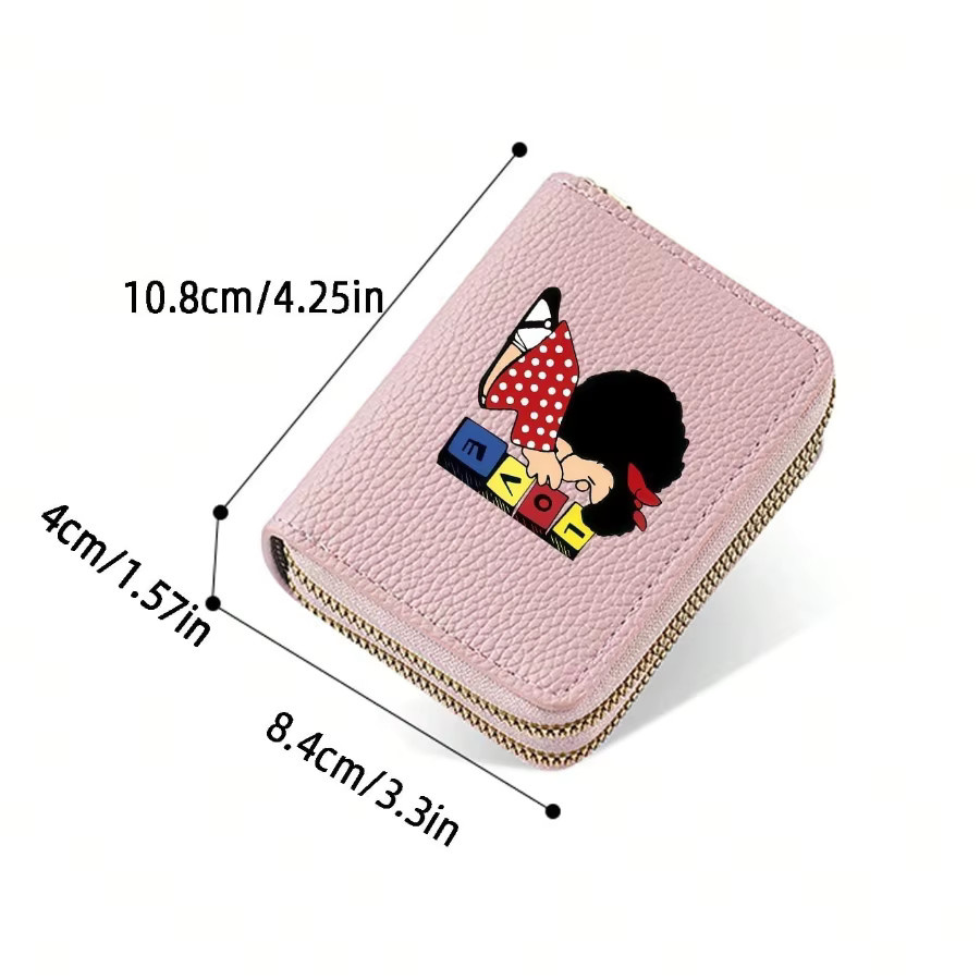 Kartenhalter aus PU-Leder mit Münzfach und Anti-Entmagnetisierung in Weiß und Rosa - Bild 1