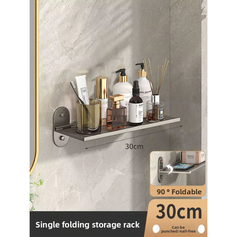 CH CACILLO Faltbares Badezimmer Ablage Regal zur Wandmontage ohne Bohren in Matt - Bild 6