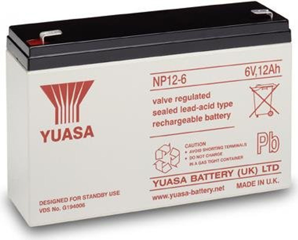 Yuasa NP12-6 Bleiakku 6V 12Ah Blei-Vlies AGM mit Flachstecker 6.35mm B/H/T: 15,1 x 9,8 x 5,0 cm - Bild 2