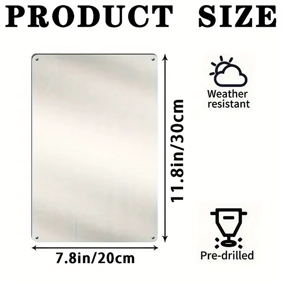CIFBUY Vintage Metall-Wandkunst-Schild in Silber, Rechteckiges Retro-Wandschild für Garage und Café, Breite: 30,48 cm, Höhe: 20,32 cm - Bild 2