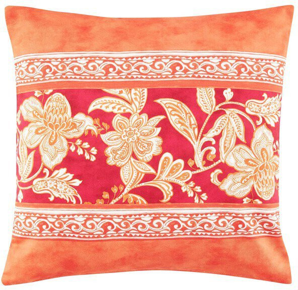 Granfoulard Twill-Kissenhülle Capodimonte in Koralle mit Blumenmuster, B/B/H: 40 x 40 x 40 cm - Bild 1