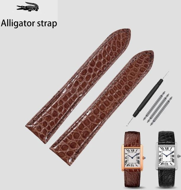 Cartier Uhrenarmband Alligatorleder, Krokodil Echtleder, brown, Unisex - Bild 1