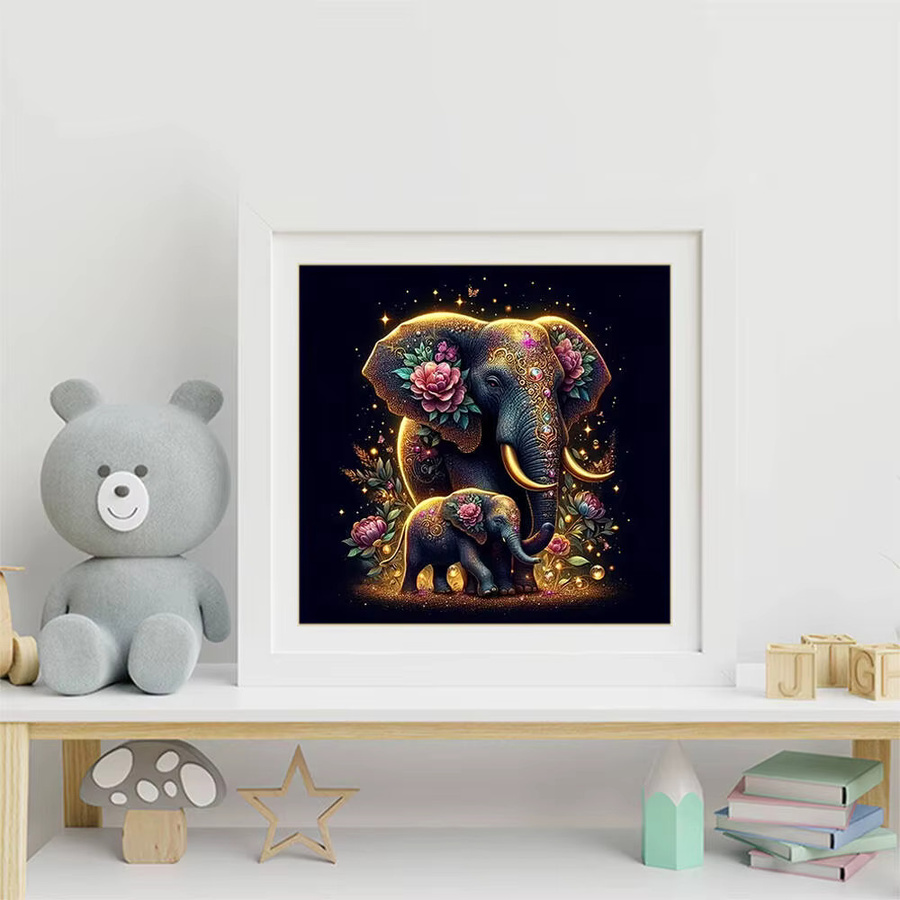 Huacan Diamond Painting Set Elefant und Pfingstrose als Diamant-Mosaik zur Heimdekoration, B/B/H: 20 x 20 x 20 cm - Bild 3