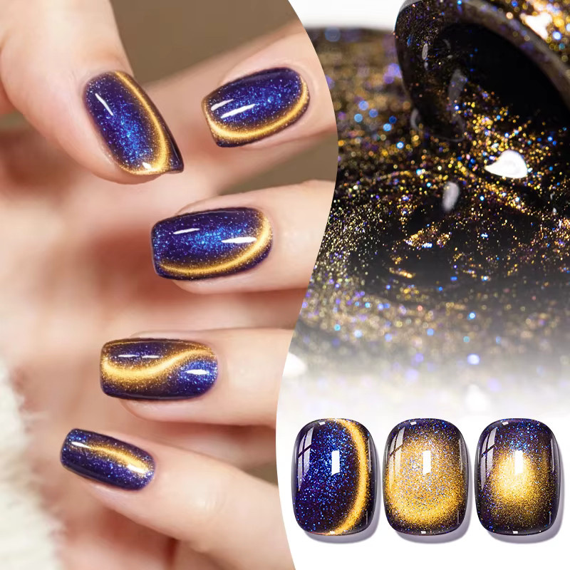 Meet Across Purple Starlight Magnetic Gel-Nagellack, Gold Light Glitter - Bild 4