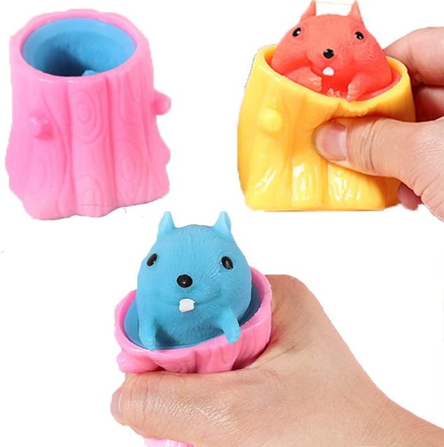 Toys-Glory Fourall Quetsch-Eichhörnchen-Spielzeug, 2-Pack, gelb - Bild 1