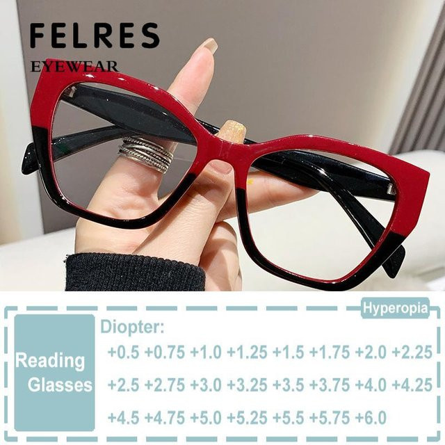FELRES Lesebrille Cat Eye, Kunststoff, rot, Damen, Vollrand, Blaulichtfilter - Bild 1