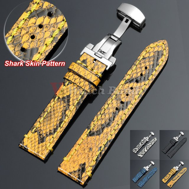 Lederarmband, Schlangen- und Haifischhautmuster, Schmetterlingsverschluss, Unisex - Bild 1