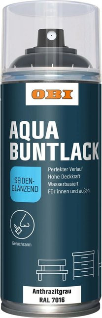 OBI Buntlack Spray Anthrazit RAL 7016 seidenglänzend wasserbasiert 400 ml - Bild 1