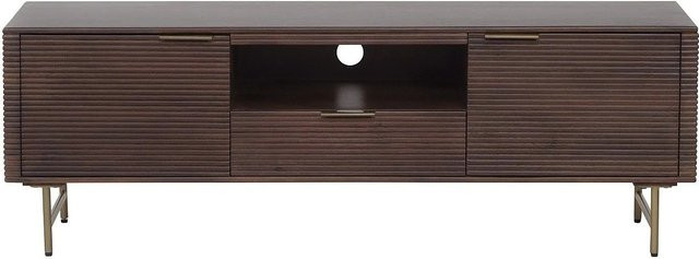 Vente-unique TV-Board Sordana im Art Déco Stil aus Mangoholz und Metall, Farbe Dunkelbraun und Gold, Breite: 160 cm - Bild 1
