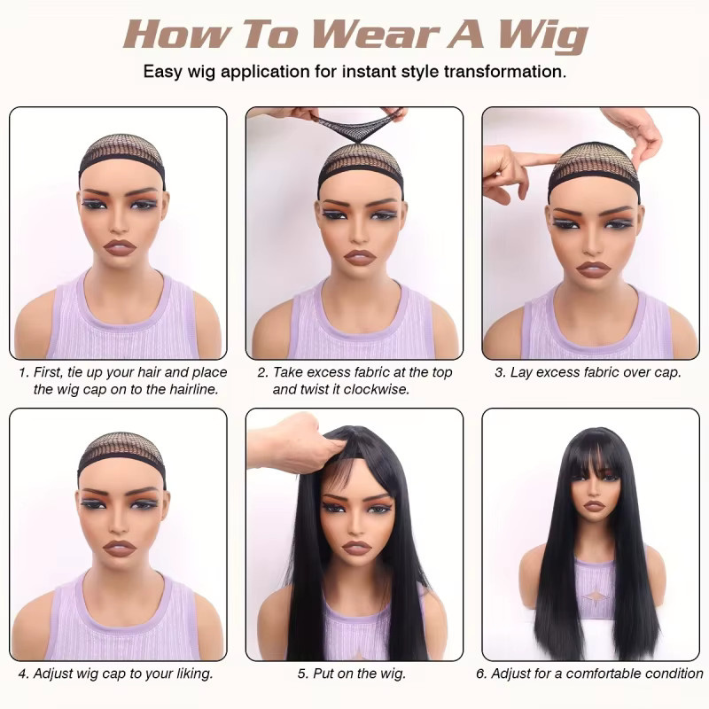 Suri Hair Bob-Perücke mit Pony, Schwarz, Synthetikhaar, Damen - Bild 6
