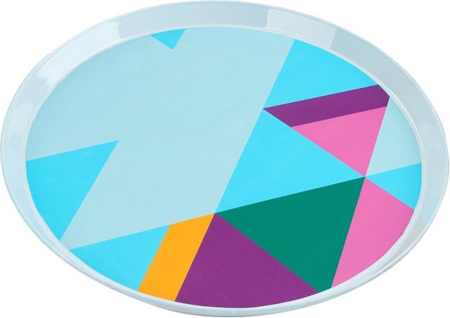 Tasty Serviertablett Urban Oasis rund mit geometrischem Muster und rutschfester Oberfläche, Durchmesser: 35 cm, Multicolour - Bild 1