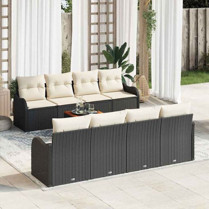 Vidaxl Garten-Sofa-Set aus Polyrattan in Schwarz, 9-teilige Loungemöbel-Garnitur - Bild 1