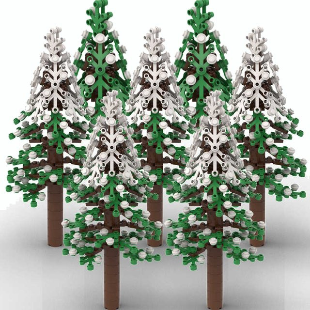 BRICKPANDA MOC Weihnachten Winter Schnee Fichten Baum, Bausteine, Natur - Bild 1