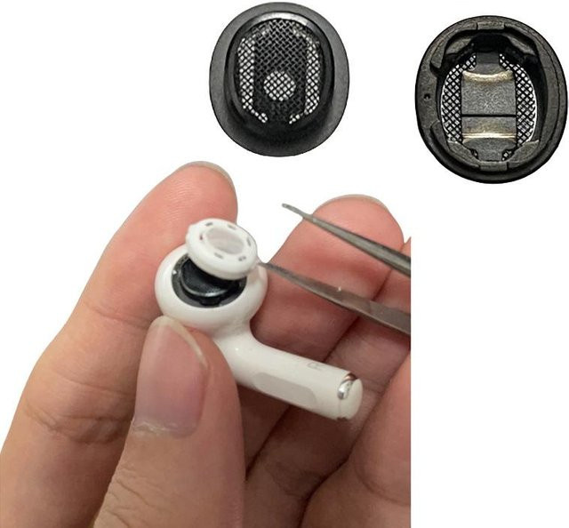 Ersatzteil-Set für Apple AirPods Pro 2: Staubgitter und Rahmenhalter für linkes und rechtes Ohr, Schwarz - Bild 1