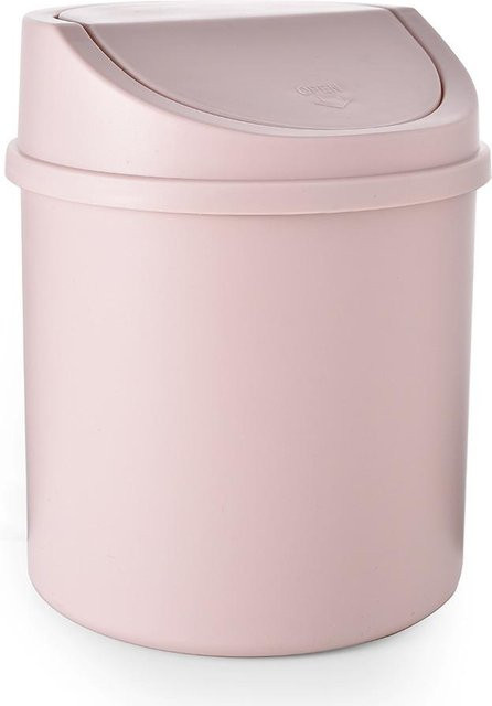 Mini-Mülleimer mit Deckel von Mango Event in Rosa, kleiner Schreibtisch-Abfallbehälter aus Kunststoff für Büro und Haushalt, B/T/H: 13,0 x 17,0 x 13,0 cm - Bild 1