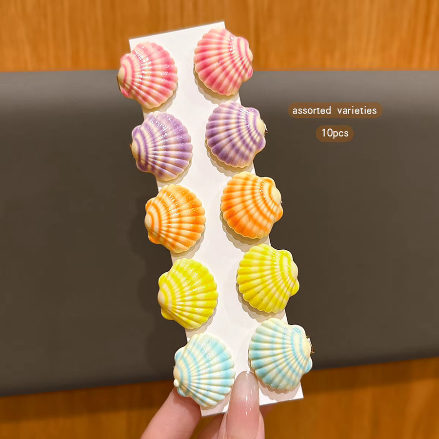 Haarspangen Muschel, bunt, 10 Stück - Bild 2