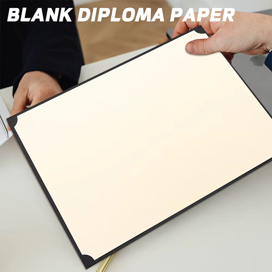 8 Stück blanko Abschluss-Zertifikat-Papier in Beige für Auszeichnungen und Diplome - Bild 2