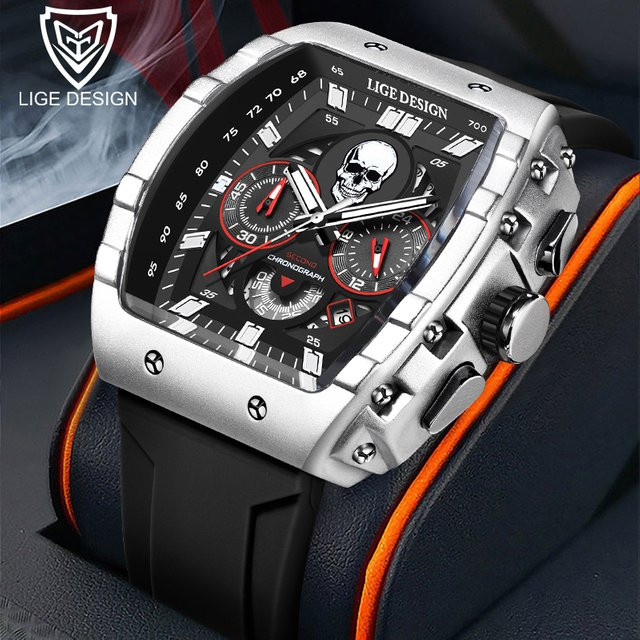 Lige Chronograph, Quarzuhr, Edelstahl, Silber, Blau, Herren - Bild 1