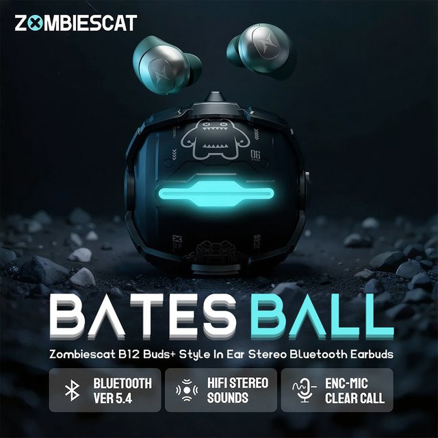 Zombies Cat Mini Unsichtbare Bluetooth 5.4 In-Ear Kopfhörer TWS HiFi Stereo Sound Kabellose Sport-Ohrhörer in Schwarz und Rot - Bild 1