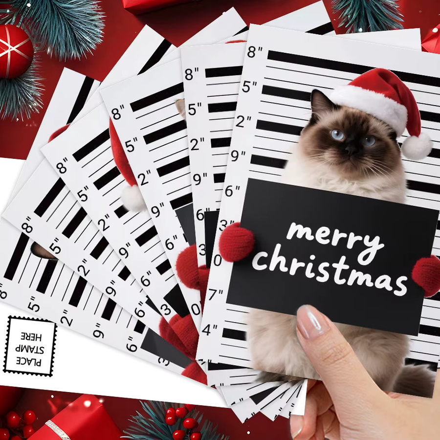 32 Stück Weihnachtskarten mit Katzenmotiven in Multicolor aus hochwertigem Papier - Bild 4