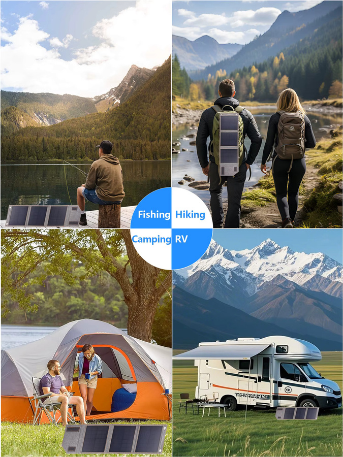 ELEGEEK Tragbares Solarpanel 15W Faltbares Solarladegerät mit USB-Ausgang in Silber/Grau für Camping und Outdoor - Bild 5