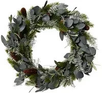 EVERLANDS Weihnachtskranz Modern in Grün und Silber, Durchmesser: 40 cm, Höhe: 8 cm - Bild 1