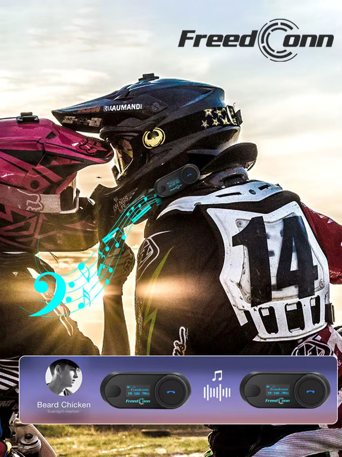 Freedconn Motorrad-Intercom Bluetooth-Helm-Headset mit Musik-Sharing und FM-Radio, IPX6 wasserdicht, Schwarz - Bild 6