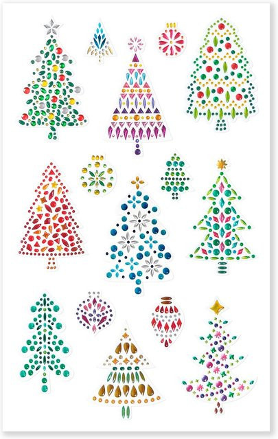 URSUS Crystal-Sticker Tannenbäume für Weihnachten und Winter in Multicolor - Bild 1