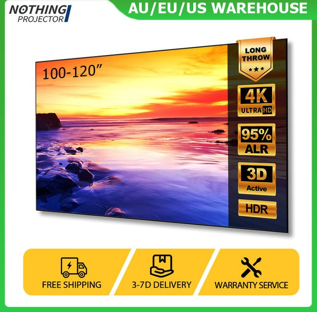 NothingProjector Long Throw ALR Fixed Frame Projektionsleinwand in Grau für 4K/8K Heimkino, 100/120 Zoll - Bild 1