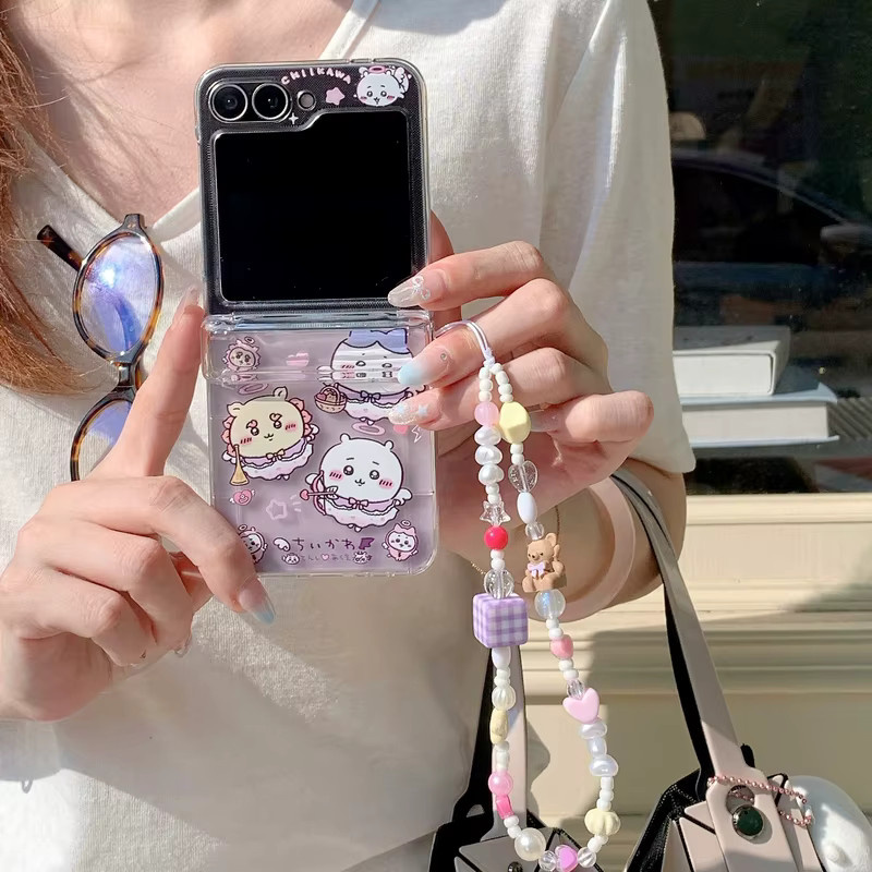 Chiikawa Anime Kartenetui-Handyhülle mit Trageschlaufe für Samsung Galaxy Z Flip 7 6 5 4 3 - Bild 3