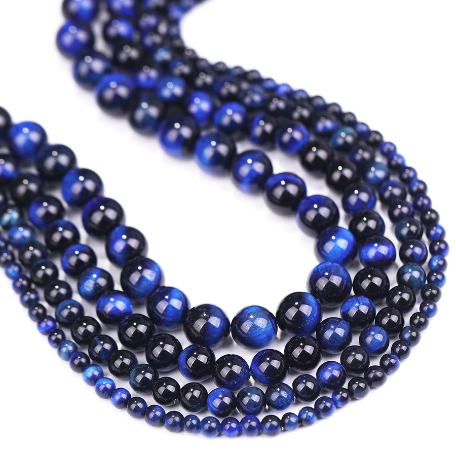 SANSWL Perlen, Blaue Tigerauge Naturstein, Bunt, Unisex - Bild 4