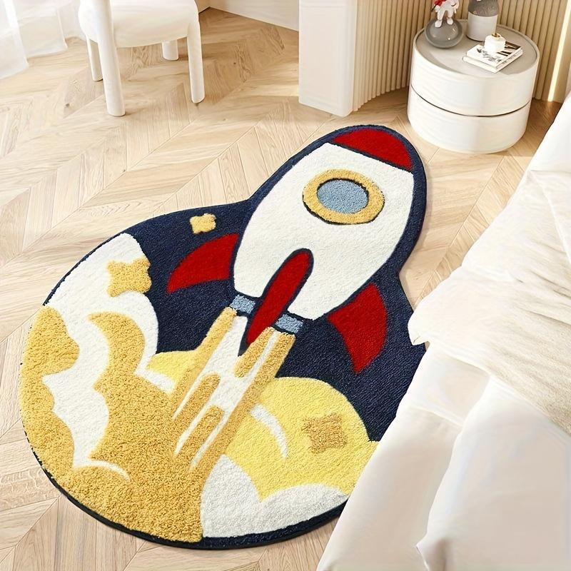 HYFBH Raketen Teppich in Multicolour, weiche Fußmatte aus 100% Polyester für Wohnzimmer, Schlafzimmer oder Bad, B/T: 80 x 120 cm - Bild 2