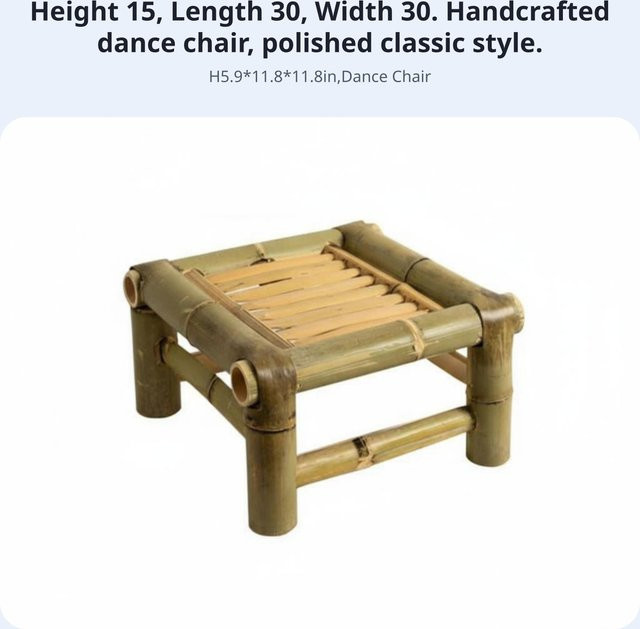 Handgefertigter quadratischer Bambus-Hocker von Binchi in Braun im Retro-Design - Bild 1