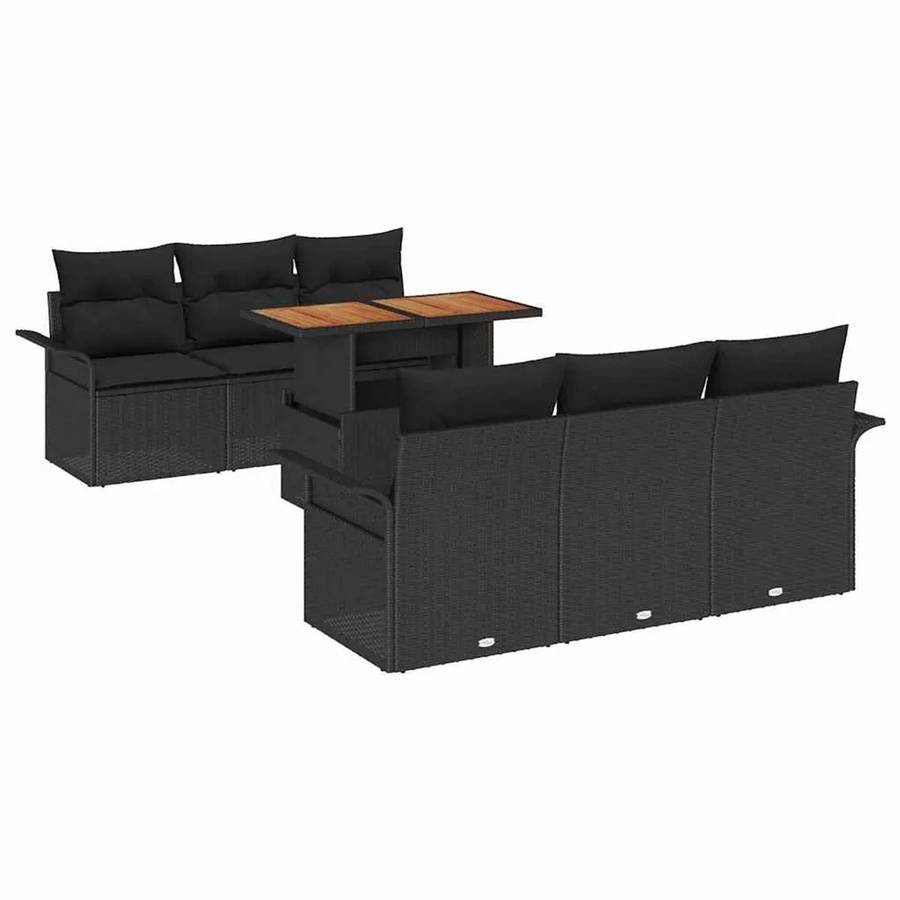 vidaXL 7-teiliges Garten-Sofa-Set aus Poly-Rattan in Schwarz mit Stauraumfunktion und wetterfesten Taschen - Bild 2